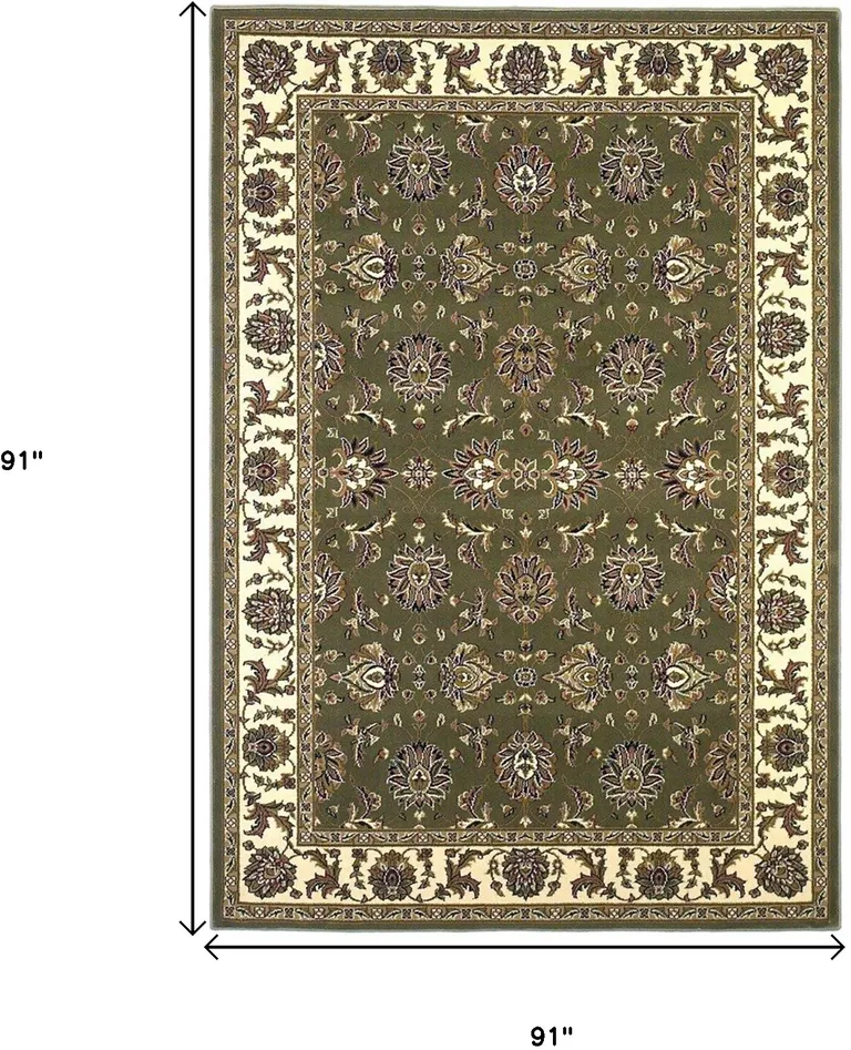 Green Ivory Machine Woven Traditional Octagon Indoor Area Rug Photo 5