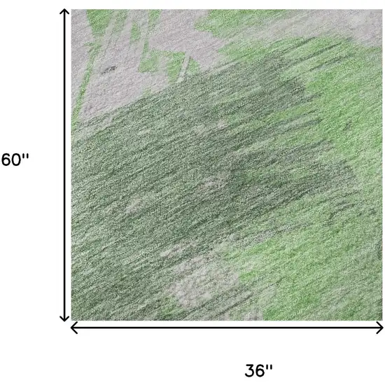 Green Lavender And Ivory Abstract Washable Area Rug With UV Protection Photo 9