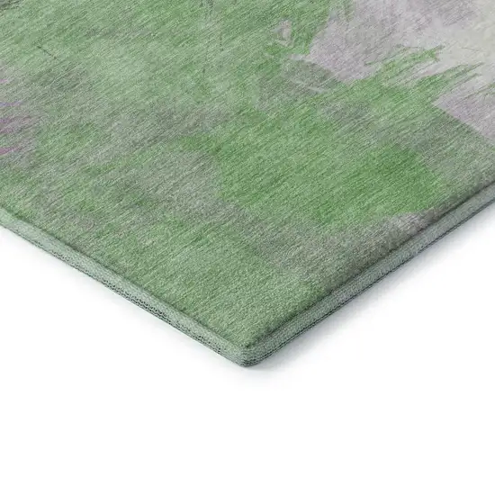 Green Lavender And Ivory Abstract Washable Area Rug With UV Protection Photo 6