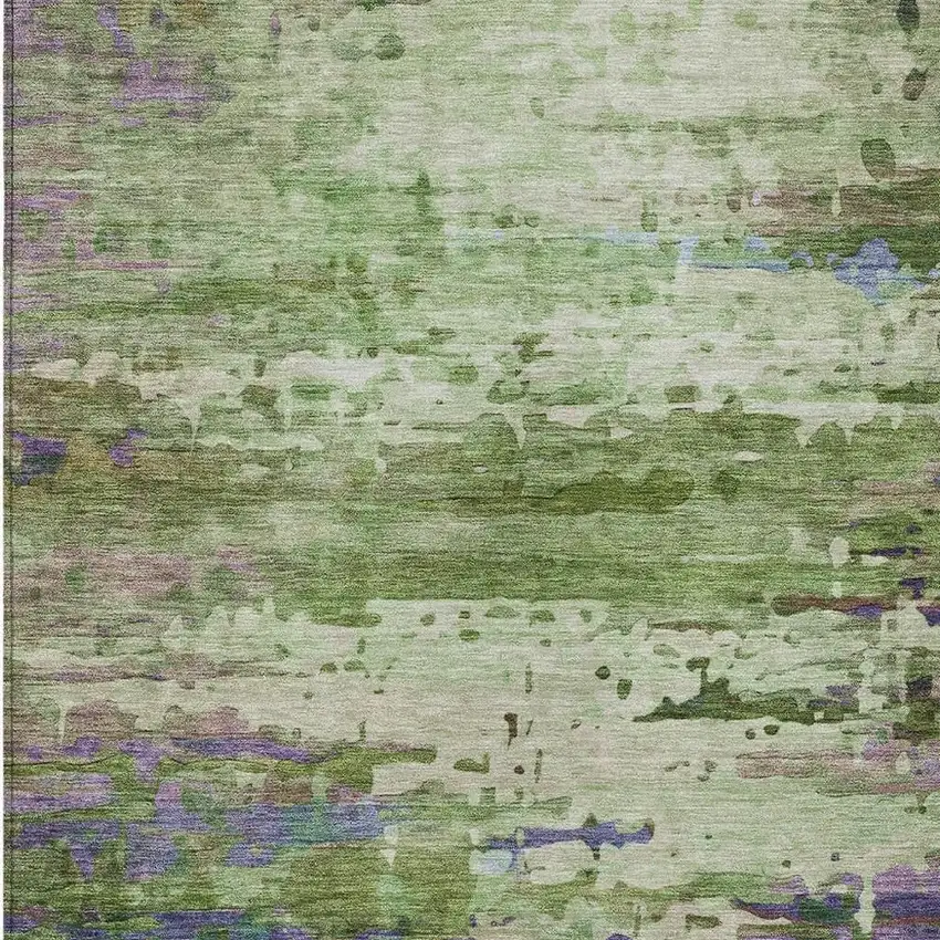 Green Lavender And Purple Abstract Washable Indoor Outdoor Area Rug Photo 9