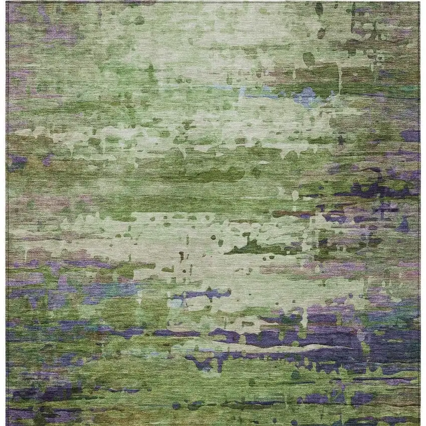 Green Lavender And Purple Abstract Washable Indoor Outdoor Area Rug Photo 8