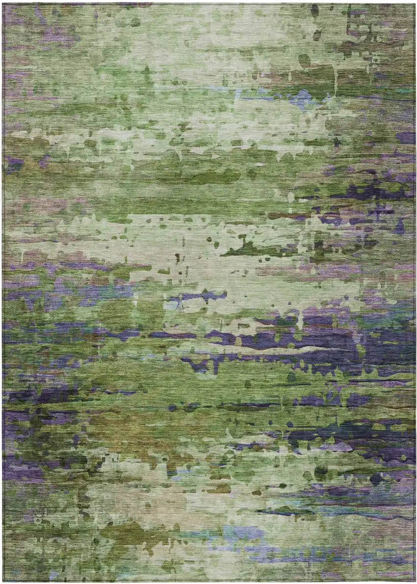 Green Lavender And Purple Abstract Washable Indoor Outdoor Area Rug Photo 7
