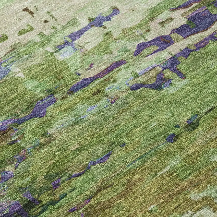 Green Lavender And Purple Abstract Washable Indoor Outdoor Area Rug Photo 1