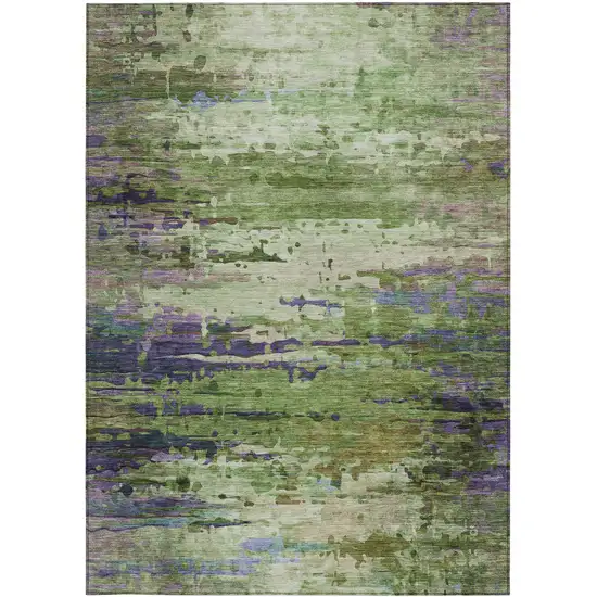 Green Lavender And Purple Abstract Washable Indoor Outdoor Area Rug Photo 9