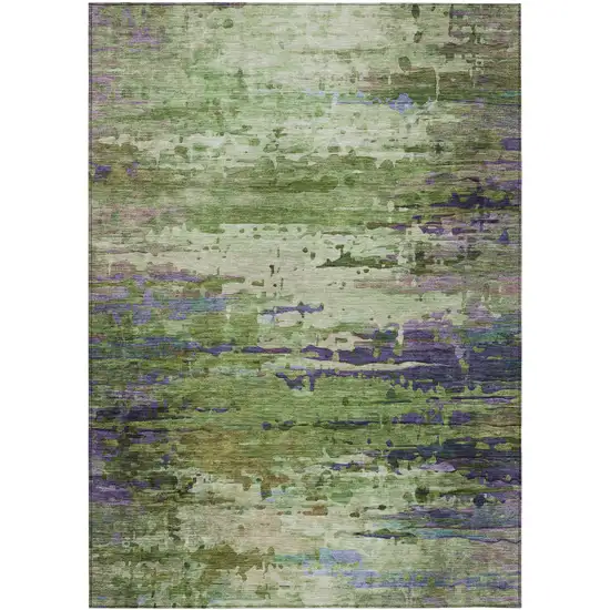 Green Lavender And Purple Abstract Washable Indoor Outdoor Area Rug Photo 8