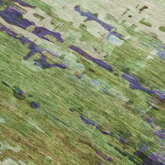 Green Lavender And Purple Abstract Washable Indoor Outdoor Area Rug Photo 3