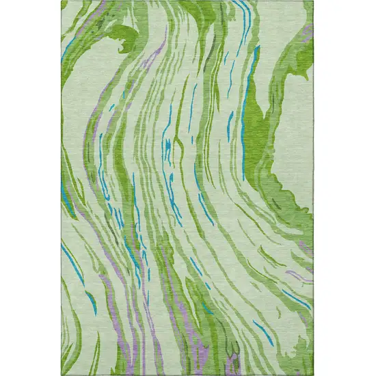 Green Lavender And Teal Abstract Washable Area Rug With UV Protection Photo 3