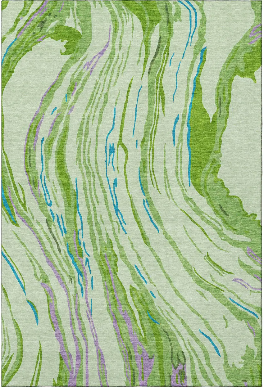 Green Lavender And Teal Abstract Washable Area Rug With UV Protection Photo 3