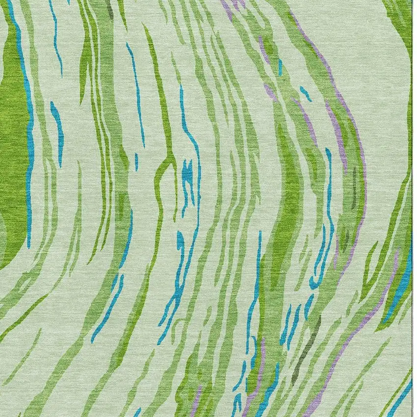Green Lavender And Teal Abstract Washable Area Rug With UV Protection Photo 2