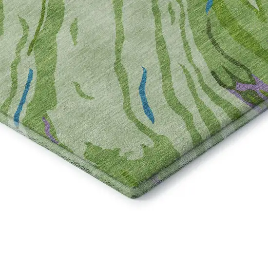 Green Lavender And Teal Abstract Washable Area Rug With UV Protection Photo 7