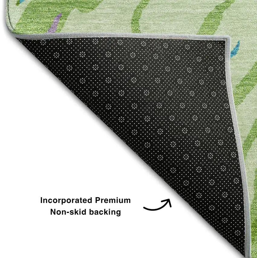 Green Lavender And Teal Abstract Washable Area Rug With UV Protection Photo 6