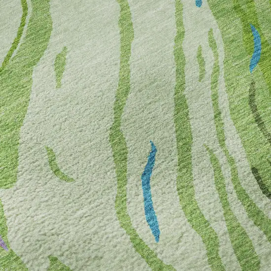 Green Lavender And Teal Abstract Washable Area Rug With UV Protection Photo 9