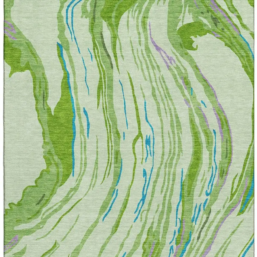 Green Lavender And Teal Abstract Washable Area Rug With UV Protection Photo 3