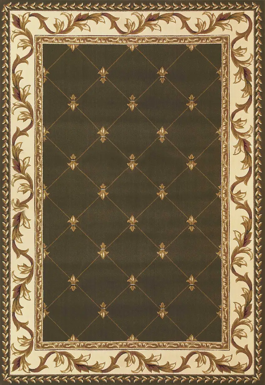 Green Machine Woven Hand Carved Fleur De Lis Indoor Area Rug Photo 1