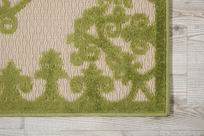Green Damask Indoor Outdoor Area Rug Photo 4