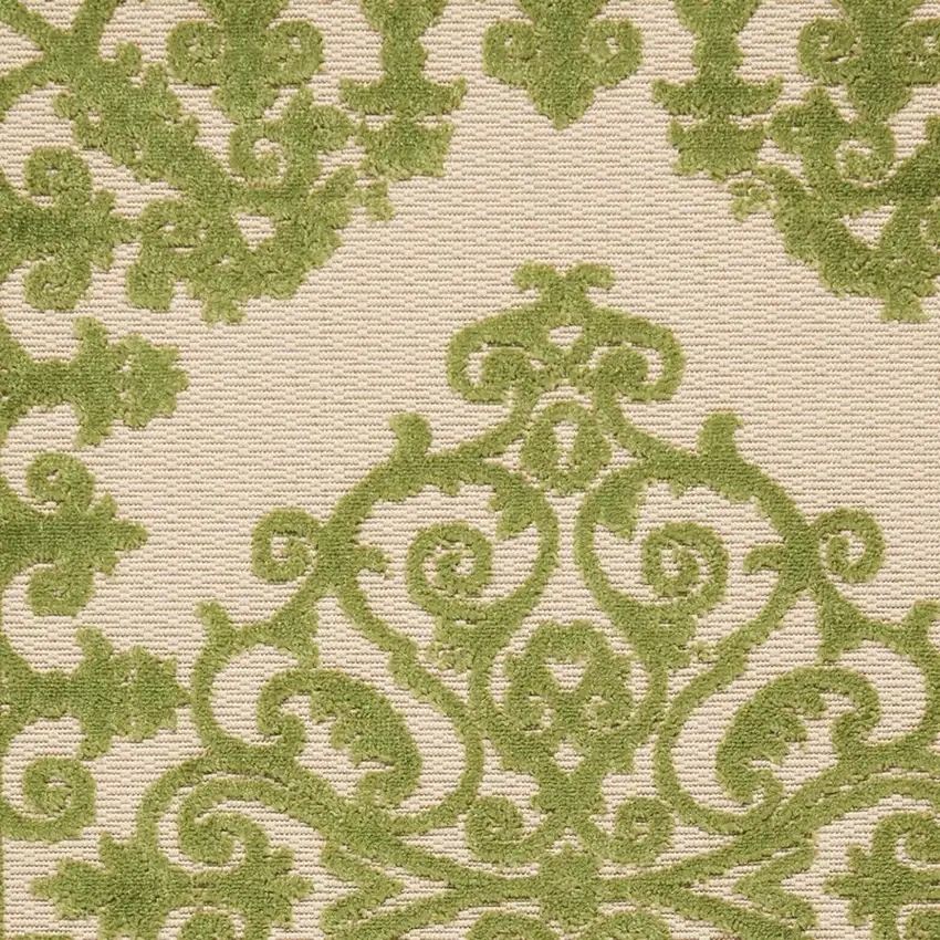 Green Damask Indoor Outdoor Area Rug Photo 3