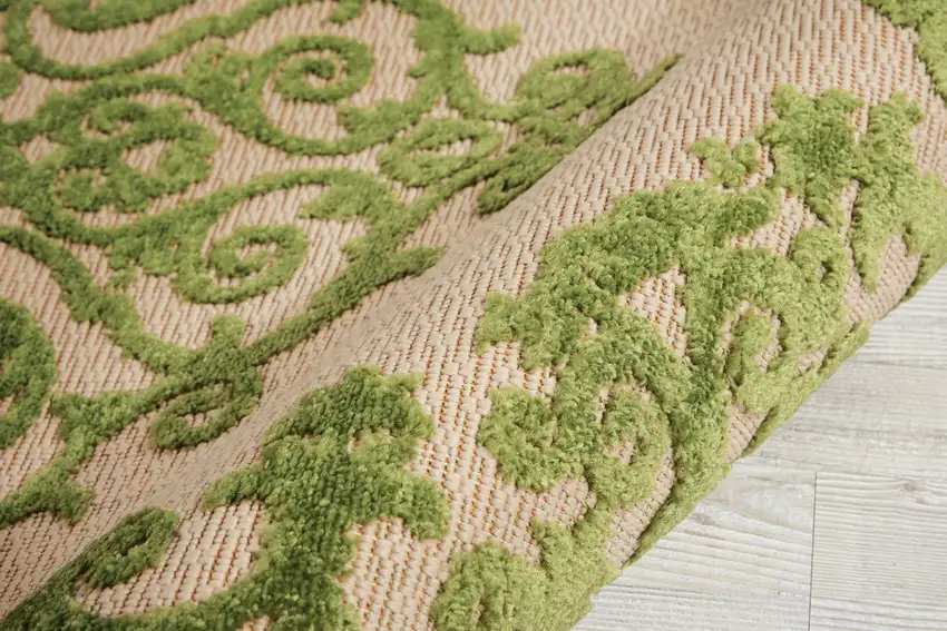 Green Damask Indoor Outdoor Area Rug Photo 8