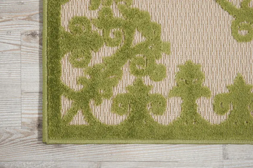 Green Damask Indoor Outdoor Area Rug Photo 9