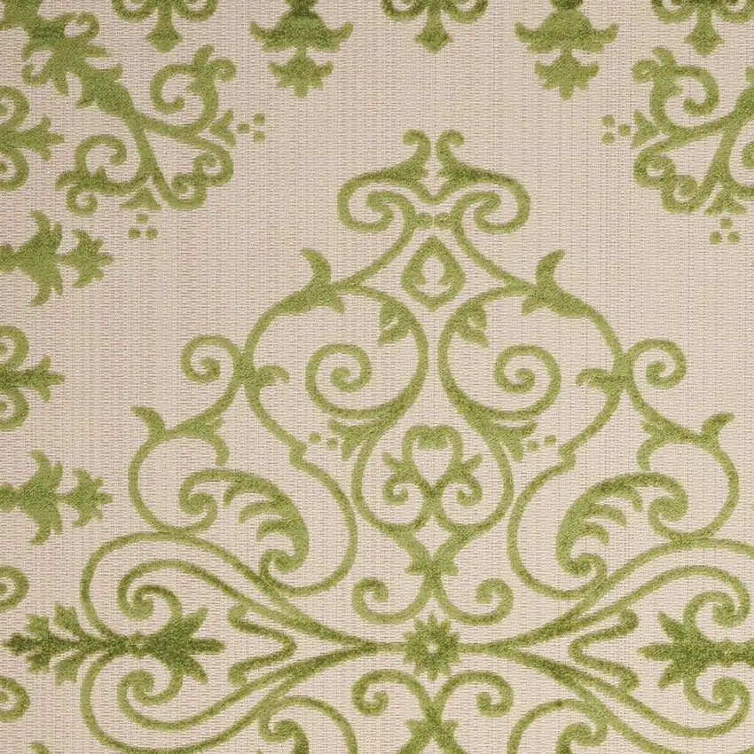 Green Damask Indoor Outdoor Area Rug Photo 4