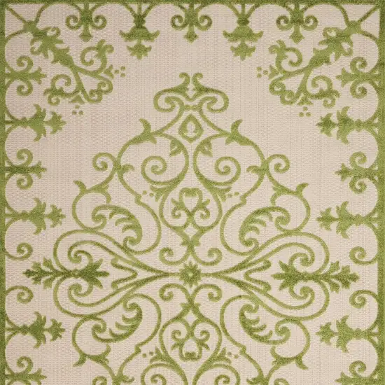 Green Damask Indoor Outdoor Area Rug Photo 8