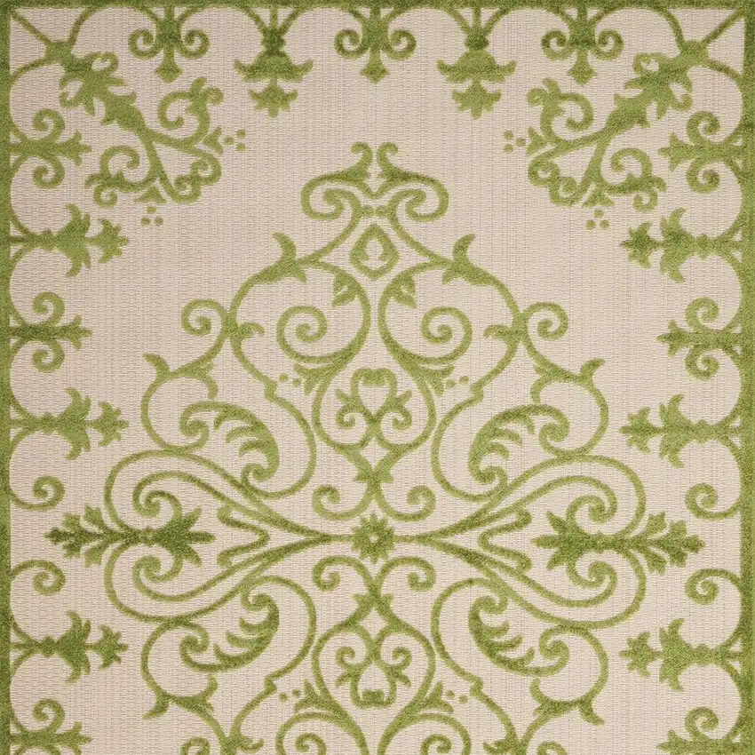 Green Damask Indoor Outdoor Area Rug Photo 8