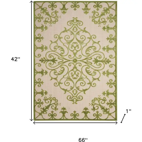 Green Damask Indoor Outdoor Area Rug Photo 3
