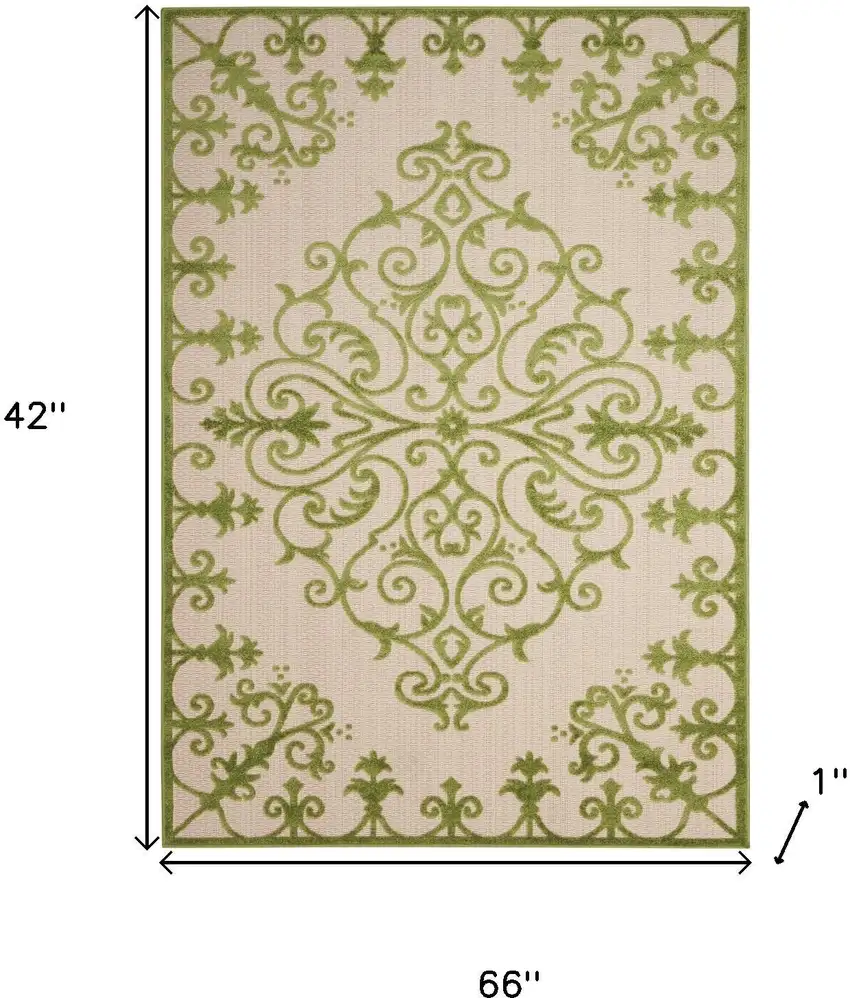 Green Damask Indoor Outdoor Area Rug Photo 3