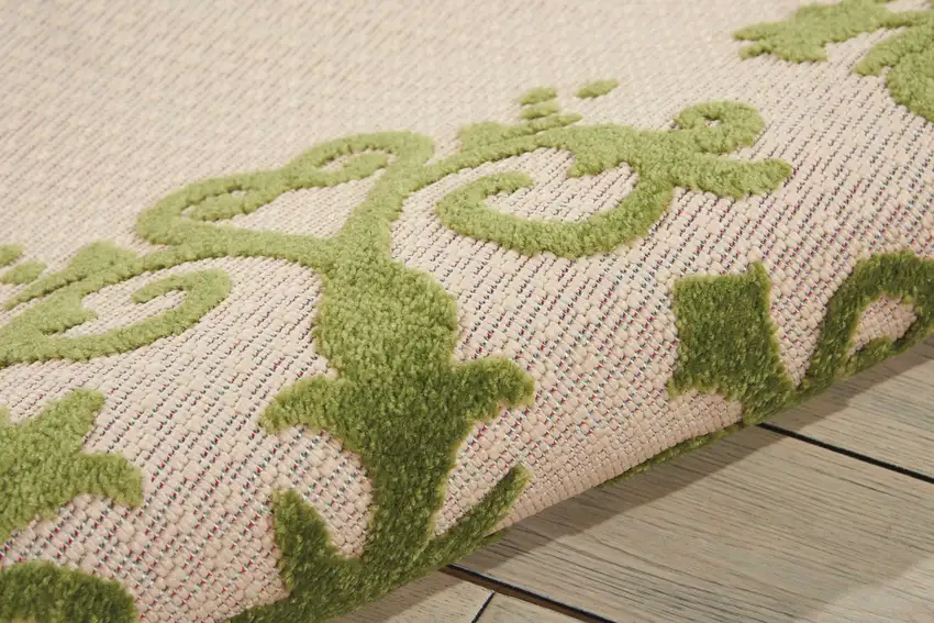 Green Damask Indoor Outdoor Area Rug Photo 5