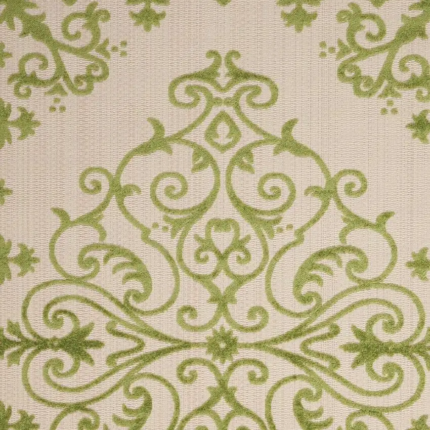 Green Damask Indoor Outdoor Area Rug Photo 7