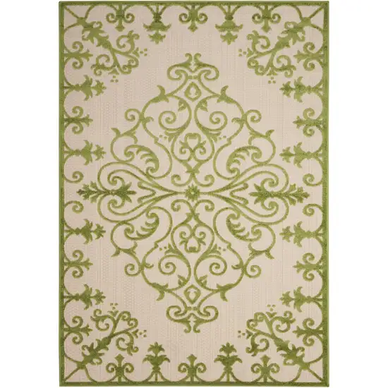 Green Damask Indoor Outdoor Area Rug Photo 2