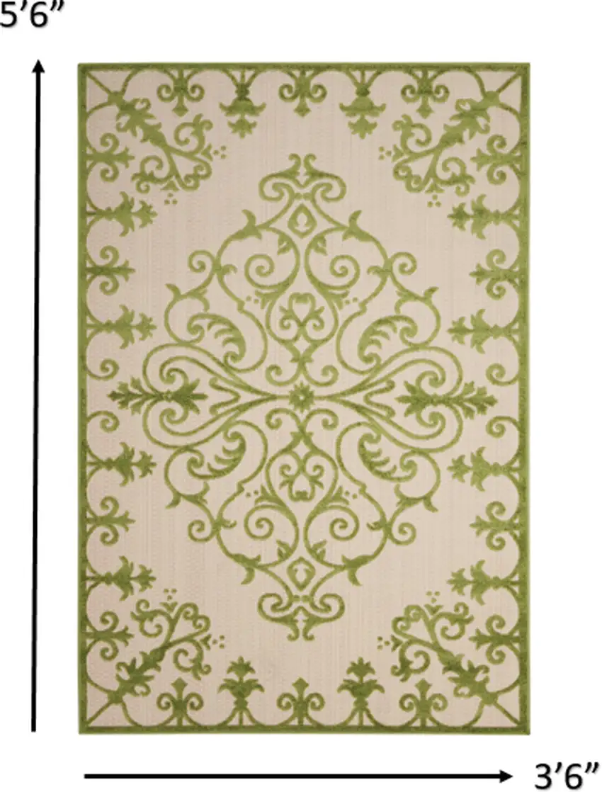 Green Damask Indoor Outdoor Area Rug Photo 3