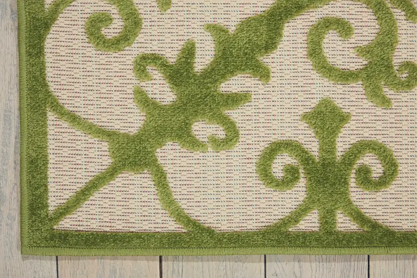 Green Damask Indoor Outdoor Area Rug Photo 2