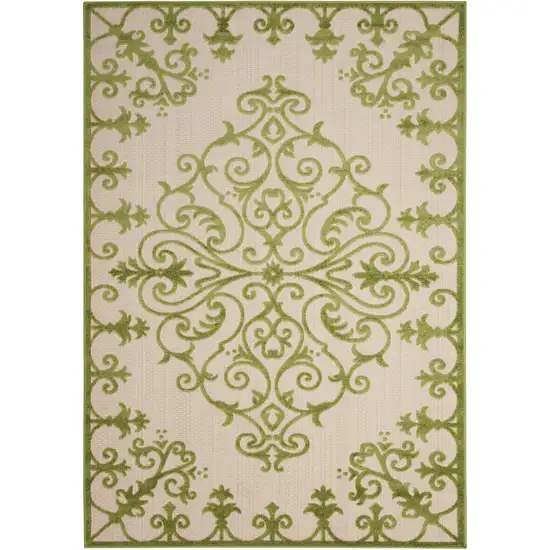 Green Damask Indoor Outdoor Area Rug Photo 2
