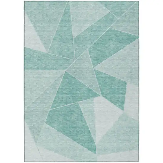 Green Mint Green And Aqua Geometric Washable Indoor Outdoor Area Rug Photo 2