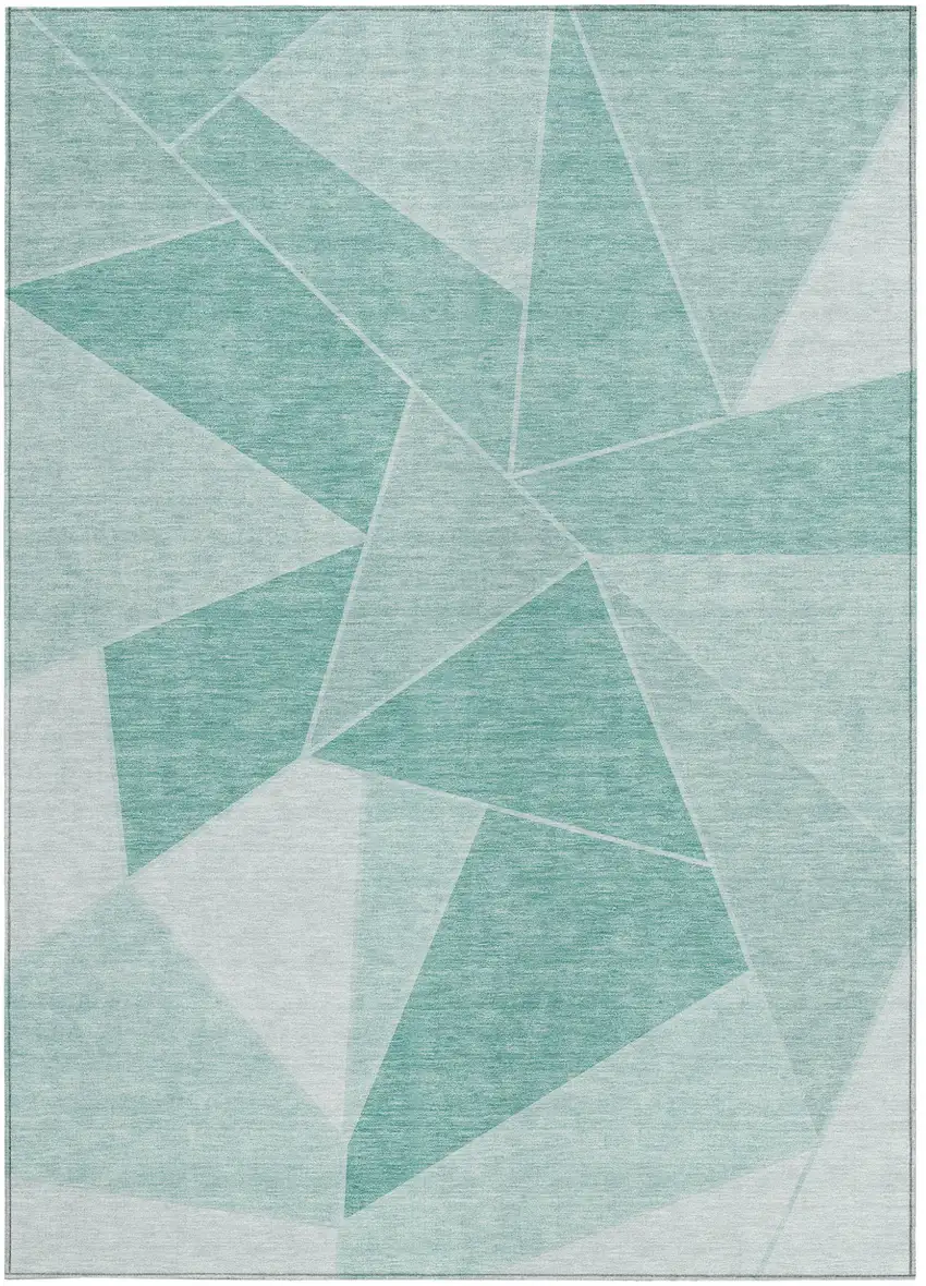 Green Mint Green And Aqua Geometric Washable Indoor Outdoor Area Rug Photo 6