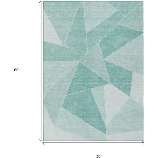 Green Mint Green And Aqua Geometric Washable Indoor Outdoor Area Rug Photo 3