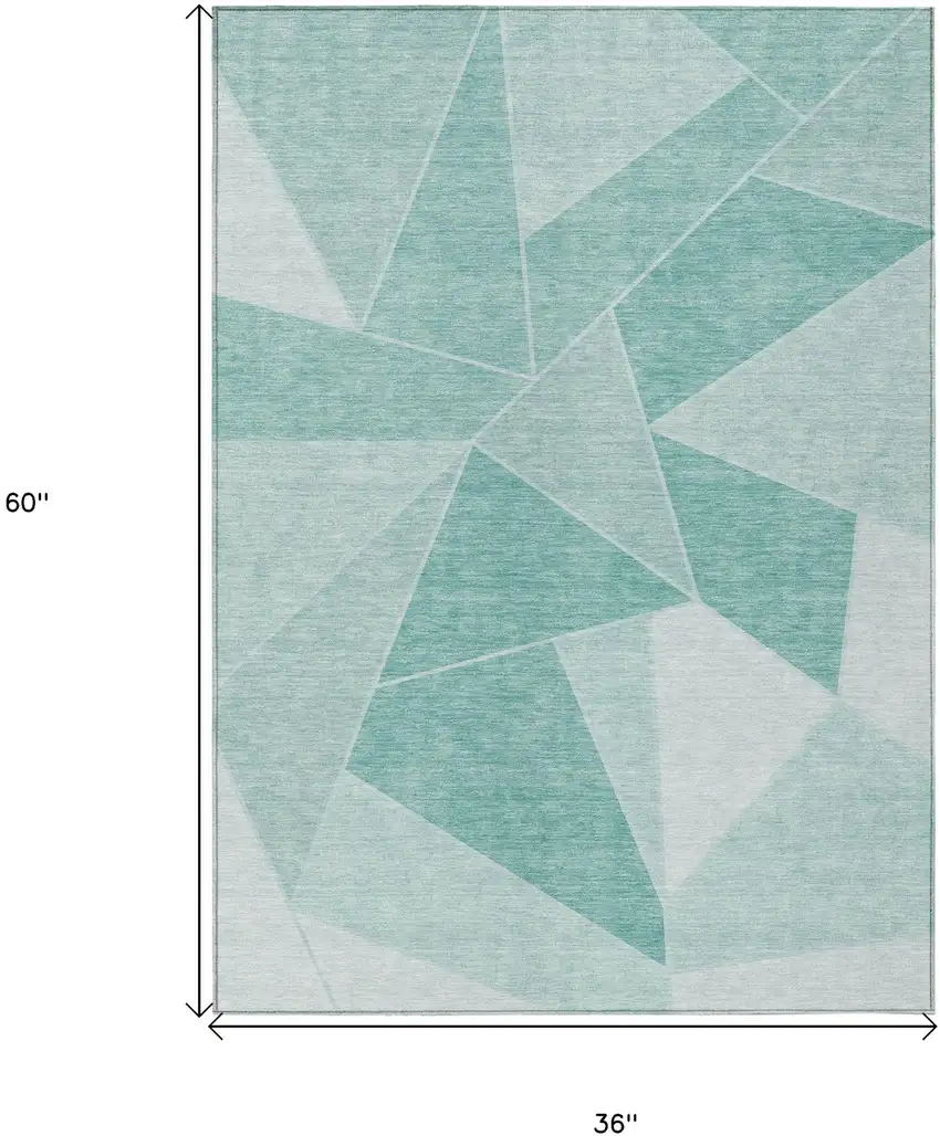 Green Mint Green And Aqua Geometric Washable Indoor Outdoor Area Rug Photo 3