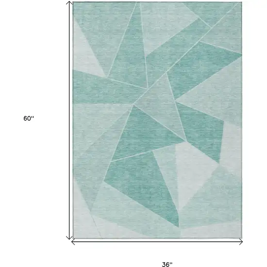 Green Mint Green And Aqua Geometric Washable Indoor Outdoor Area Rug Photo 3