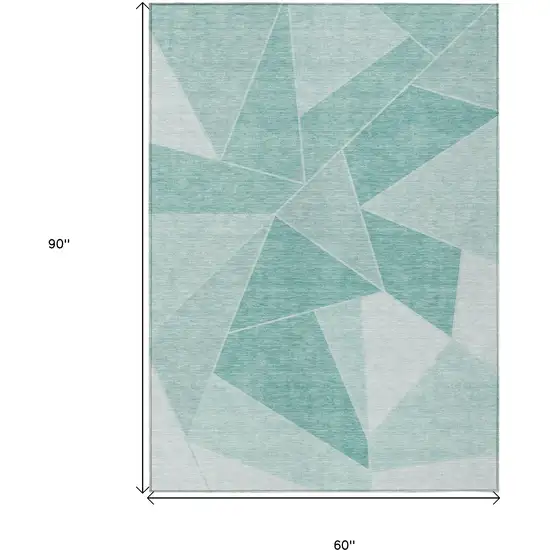 Green Mint Green And Aqua Geometric Washable Indoor Outdoor Area Rug Photo 3