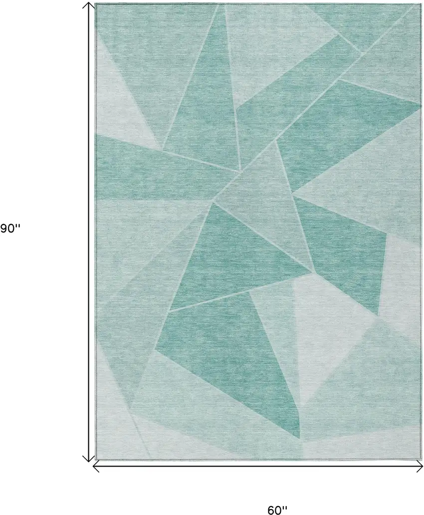 Green Mint Green And Aqua Geometric Washable Indoor Outdoor Area Rug Photo 3
