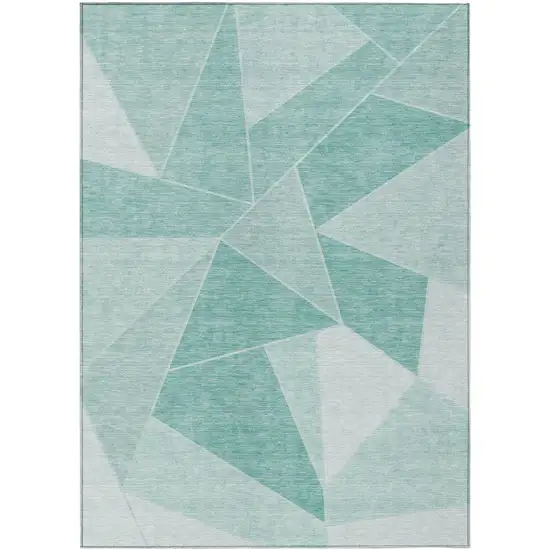 Green Mint Green And Aqua Geometric Washable Indoor Outdoor Area Rug Photo 2