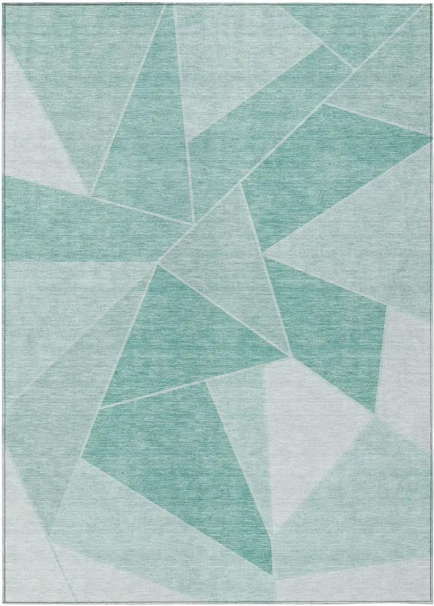 Green Mint Green And Aqua Geometric Washable Indoor Outdoor Area Rug Photo 2