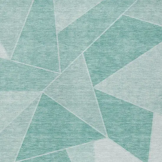 Green Mint Green And Aqua Geometric Washable Indoor Outdoor Area Rug Photo 5