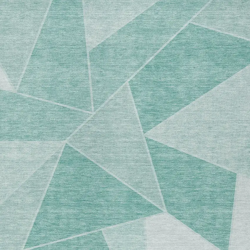 Green Mint Green And Aqua Geometric Washable Indoor Outdoor Area Rug Photo 5