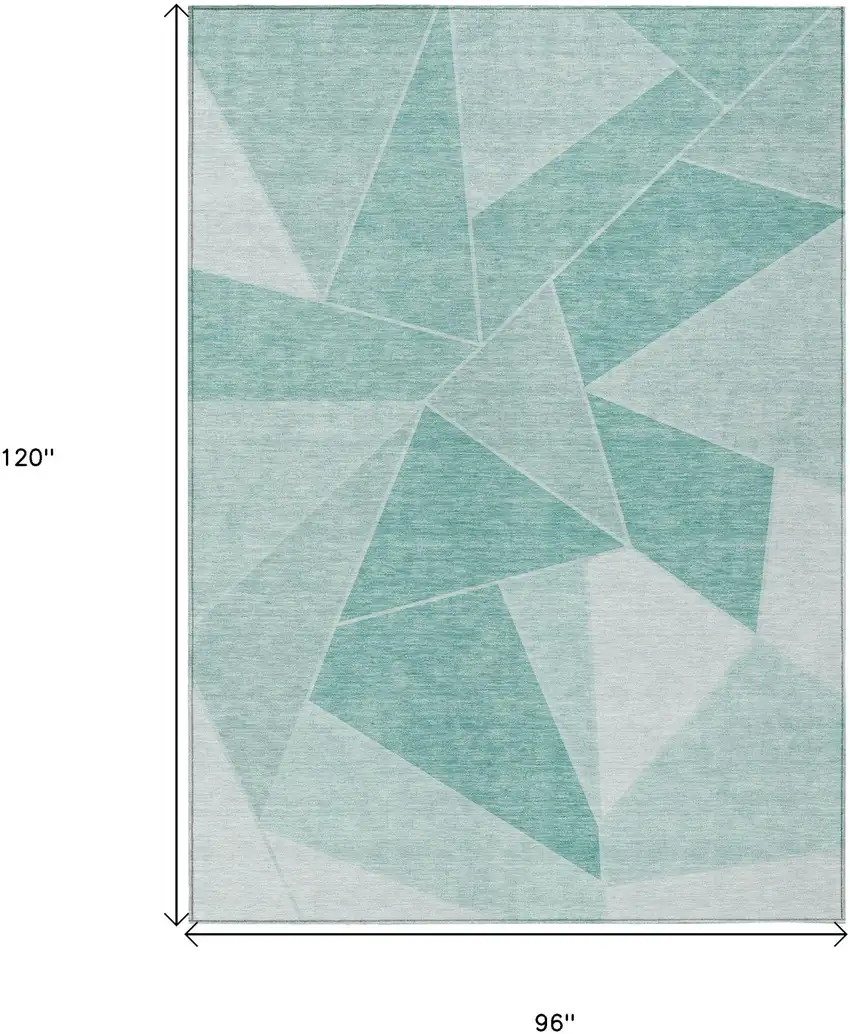 Green Mint Green And Aqua Geometric Washable Indoor Outdoor Area Rug Photo 3