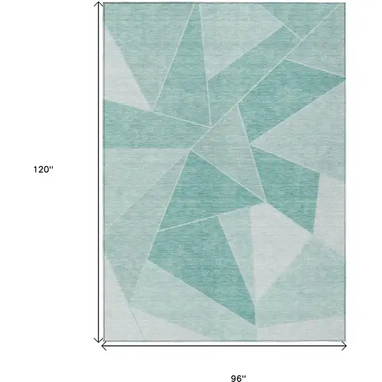Green Mint Green And Aqua Geometric Washable Indoor Outdoor Area Rug Photo 3