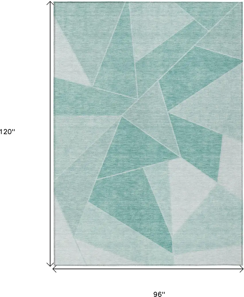 Green Mint Green And Aqua Geometric Washable Indoor Outdoor Area Rug Photo 3