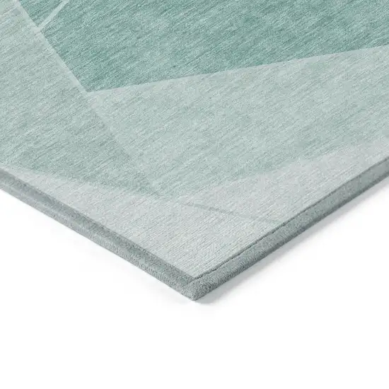 Green Mint Green And Aqua Geometric Washable Indoor Outdoor Area Rug Photo 4