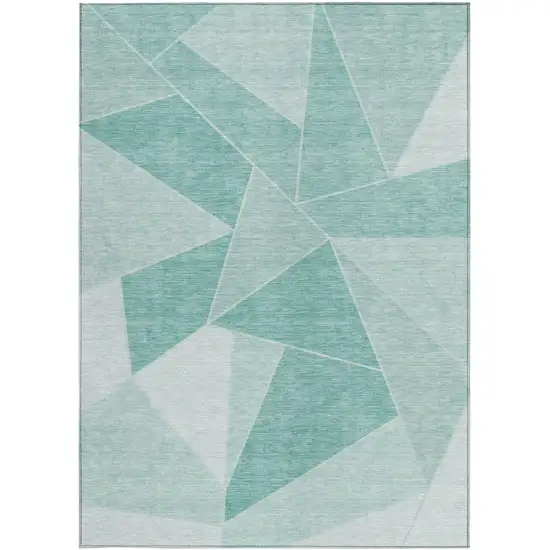 Green Mint Green And Aqua Geometric Washable Indoor Outdoor Area Rug Photo 6