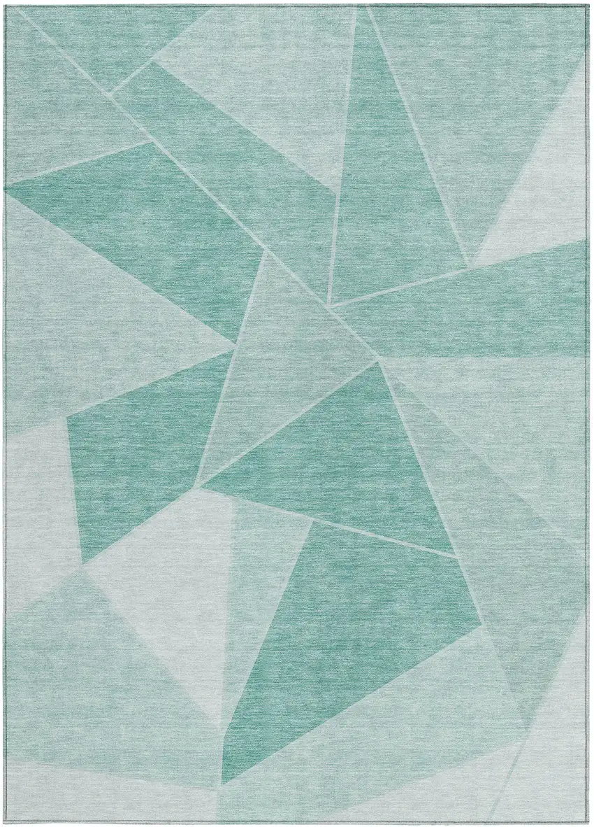 Green Mint Green And Aqua Geometric Washable Indoor Outdoor Area Rug Photo 6